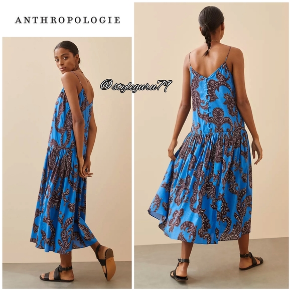 NWT, Anthropologie, ATSU Flounced Paisley Midi Dress - Picture 2 of 3
